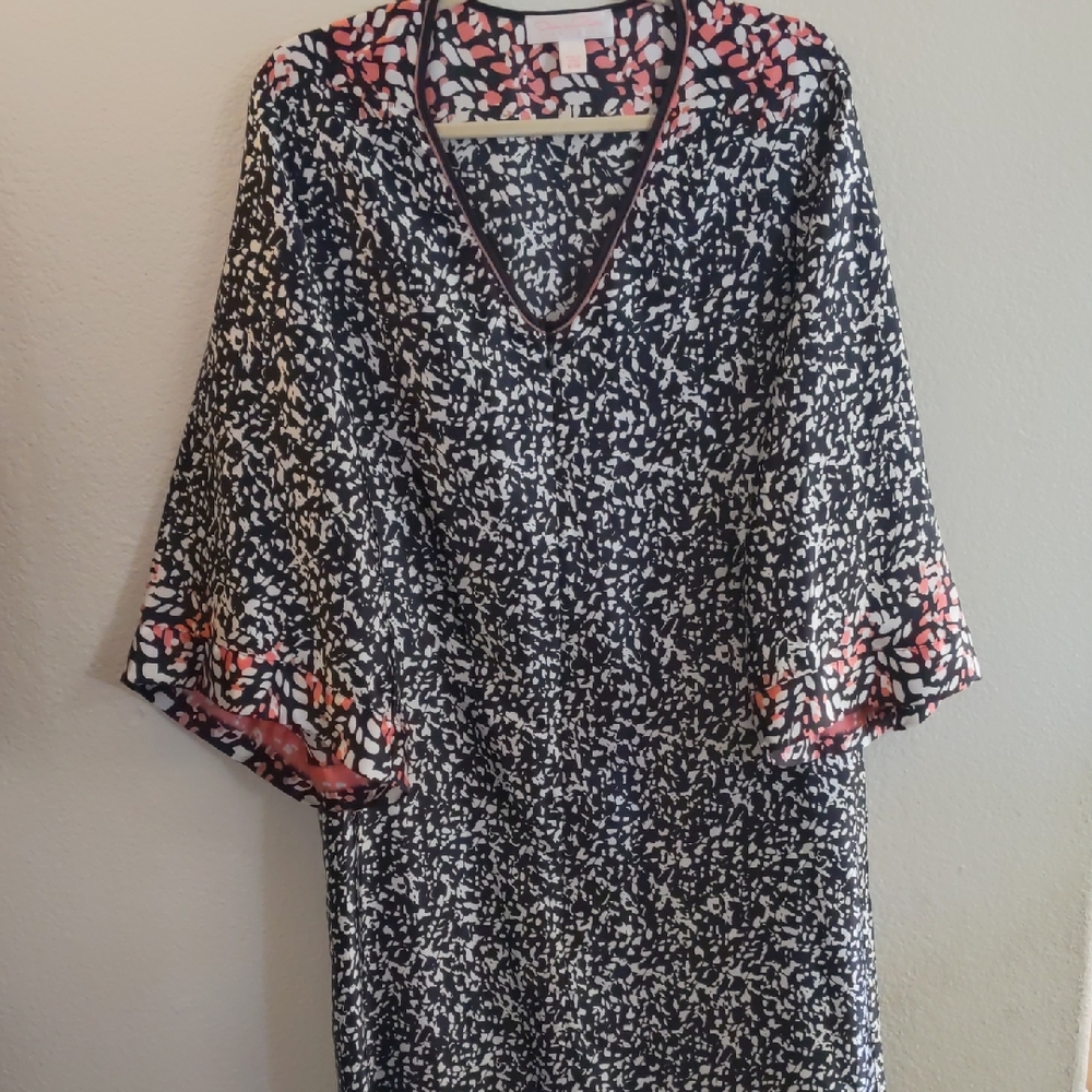 Oscar de la Renta Vtg Black and Pink Orange Patterned maxi Dress lagenlook M